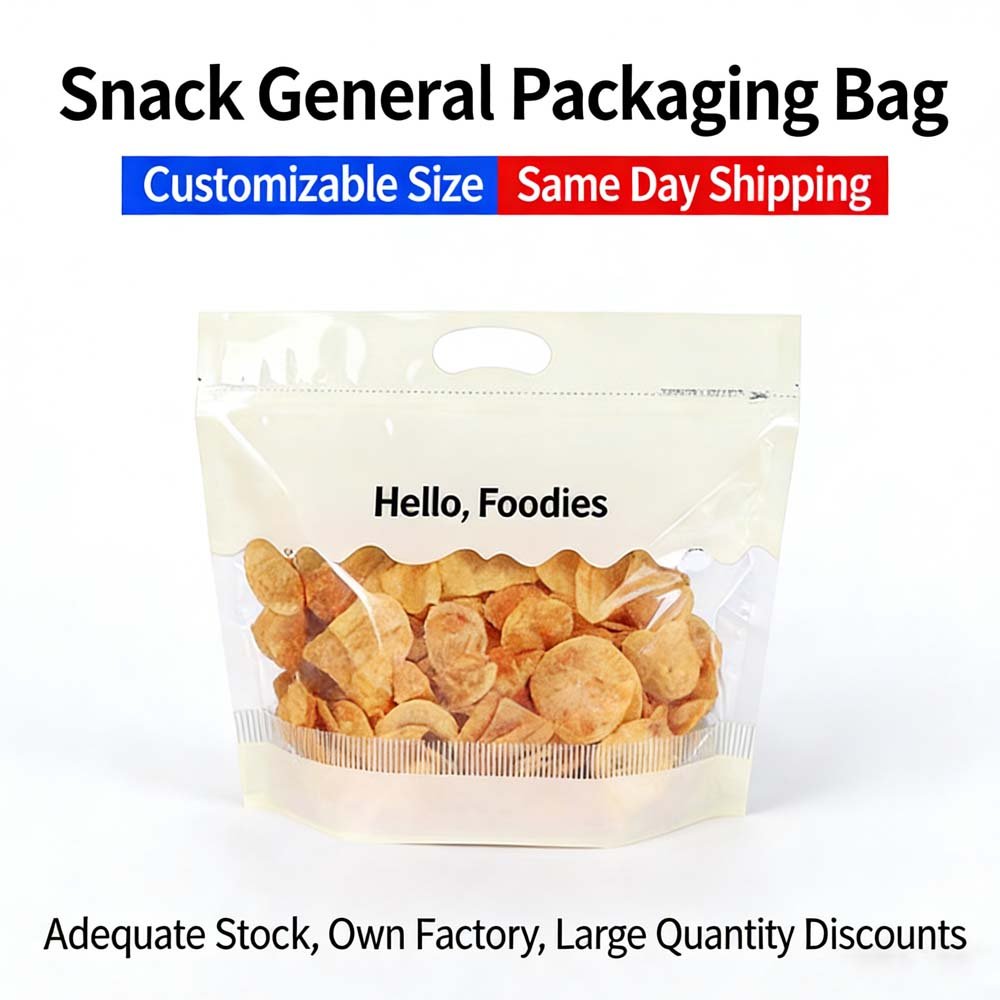 Universal hand-held packaging bags for baking, pastries, bread, snacks, self-sealing zipper bags, potato chips, taro sticks, plastic bags
