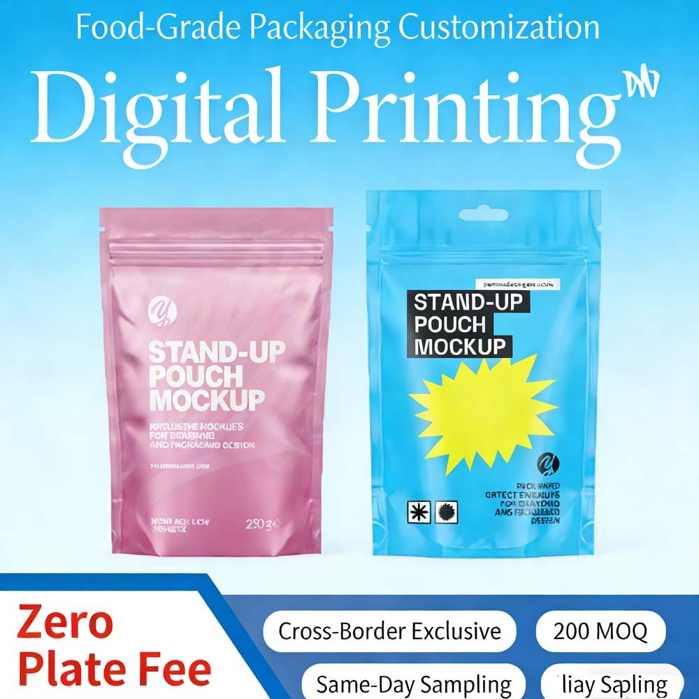 Customized small-batch plastic packaging bags, high-temperature steam-cooked food packaging bags, aluminum foil color-printed self-standing and self-sealing zipper bags
