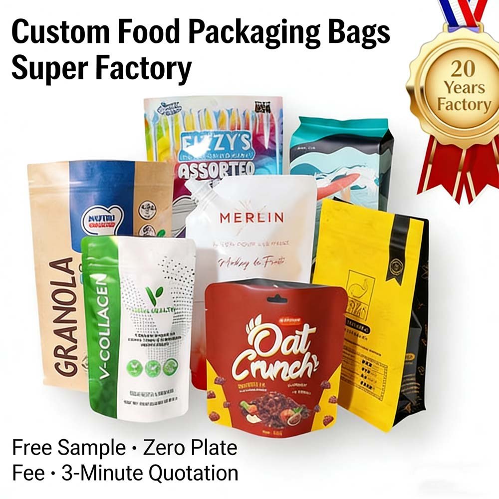 Customized food packaging bags: kraft paper self-standing self-sealing bags, aluminum foil food vacuum bags, thickened plastic packaging bags