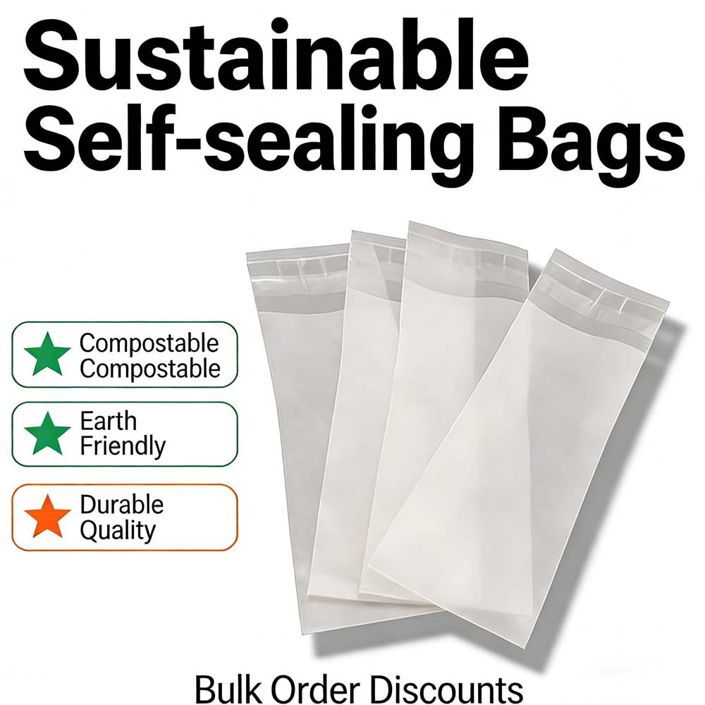 Environmentally friendly fully degradable self-adhesive bags, degradable plastic packaging bags for clothing, semi-transparent gift bags
