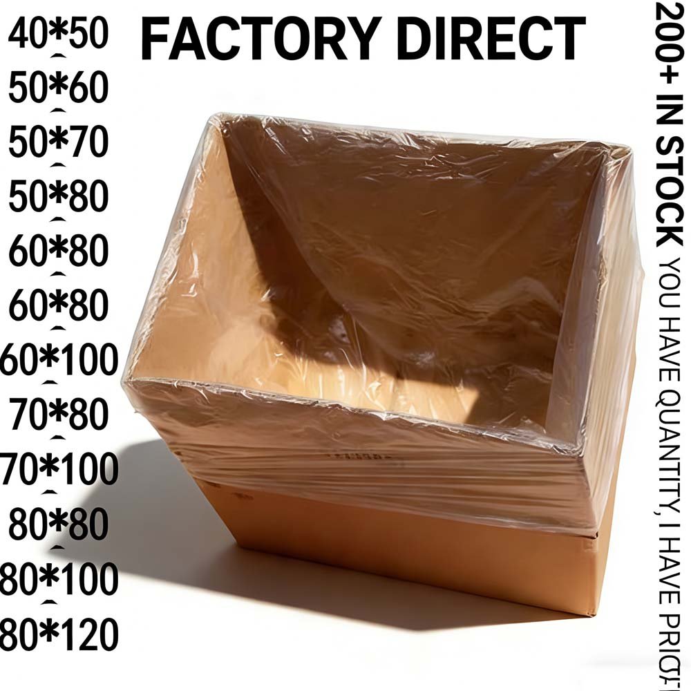 100 Thickened Medium Sized Low Pressure PE Transparent Plastic Film Bags  Dust-Proof  Water-Proof Carton Inner Liners